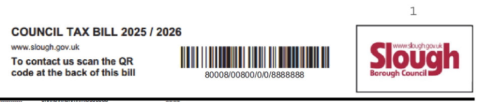 Example of a Council Tax bill section 1: header.