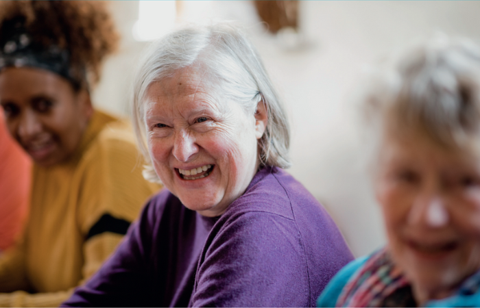 Smiling older white lady